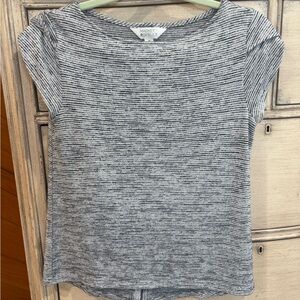 Market & Spruce Black and White Striped Short Sleeve Top